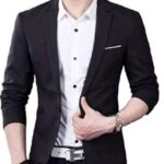 Trulyfeb Solid Single Breasted Casual, Wedding Men Full Sleeve Blazer (Black)