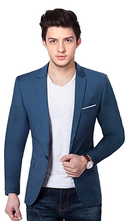 BREGEO Men's Party Slim Fit Single Breasted Blazer