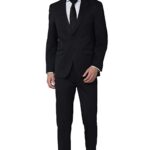 Peter England Men's Polyester Blend Regular Business Suit Pants Set (PESUOTLB719144_Blue_40)