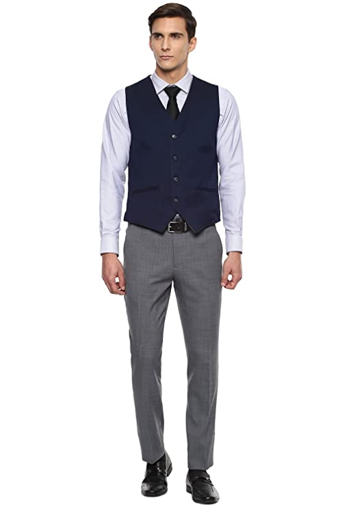 Van Heusen Men's Polyester Blend Grey Three Piece Suit Business Pants Set (VDSUESKFA92533 46) - Image 4