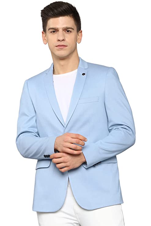 Allen Solly Men's Slim Blazer (ASBZMUJF188424_Blue_42)