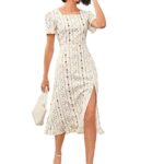 Lymio Women's Polyester A-Line Below The Knee Dress