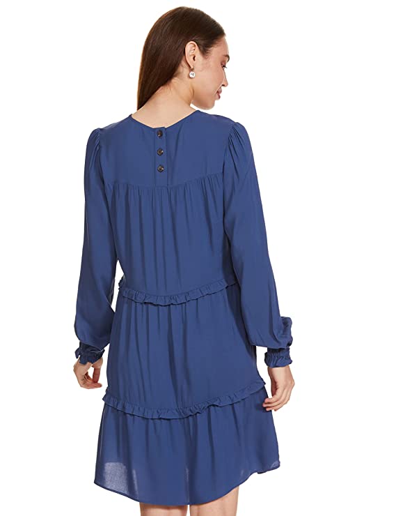 Marks & Spencer Women's Polyester A-Line Knee-Length Casual Dress (T42_4398_Navy_M) - Image 2